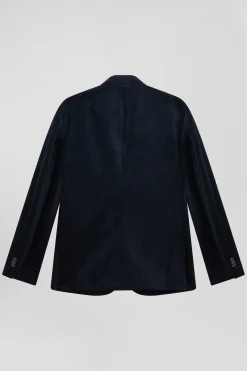 Veste en velours coton stretch bleu marine coupe Modern