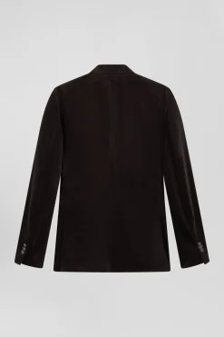 Veste en velours coton stretch marron coupe Modern