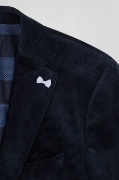 Veste en velours coton stretch bleu marine coupe Modern