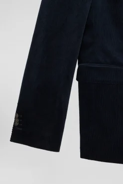 Veste en velours coton stretch bleu marine coupe Modern